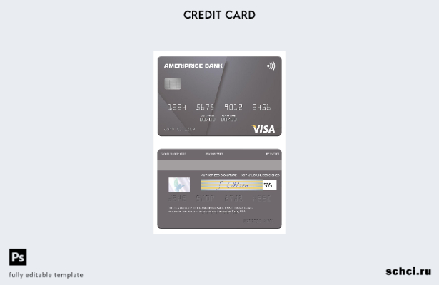 цифровая загрузка шаблона карты Visa USA Ameriprise Bank